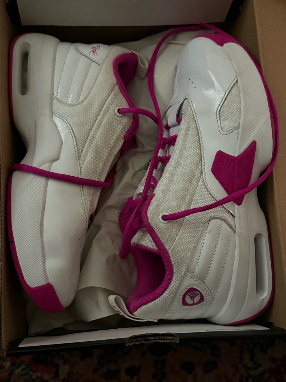 Jordan Kids White and Pink Basketball Sneakers